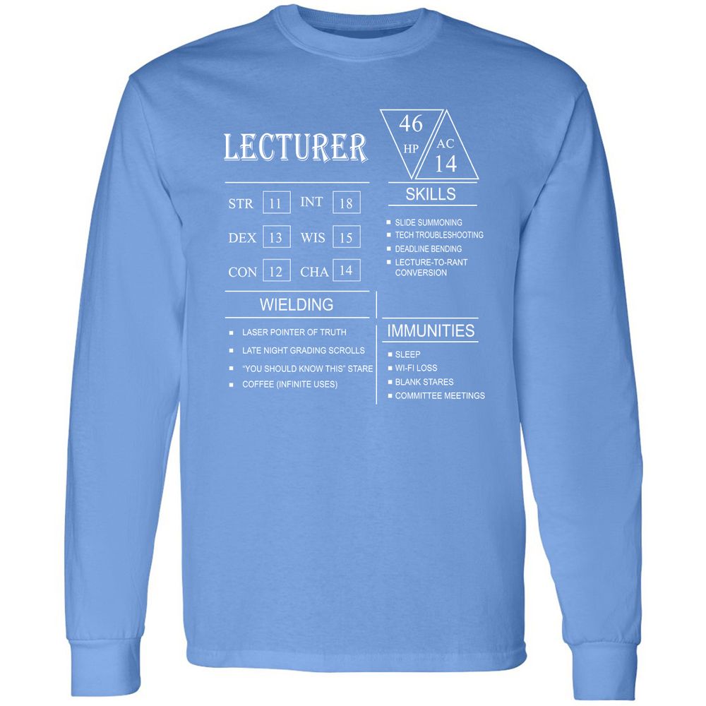 Lecturer New Long Sleeve T-Shirt - Carolina Blue - 12