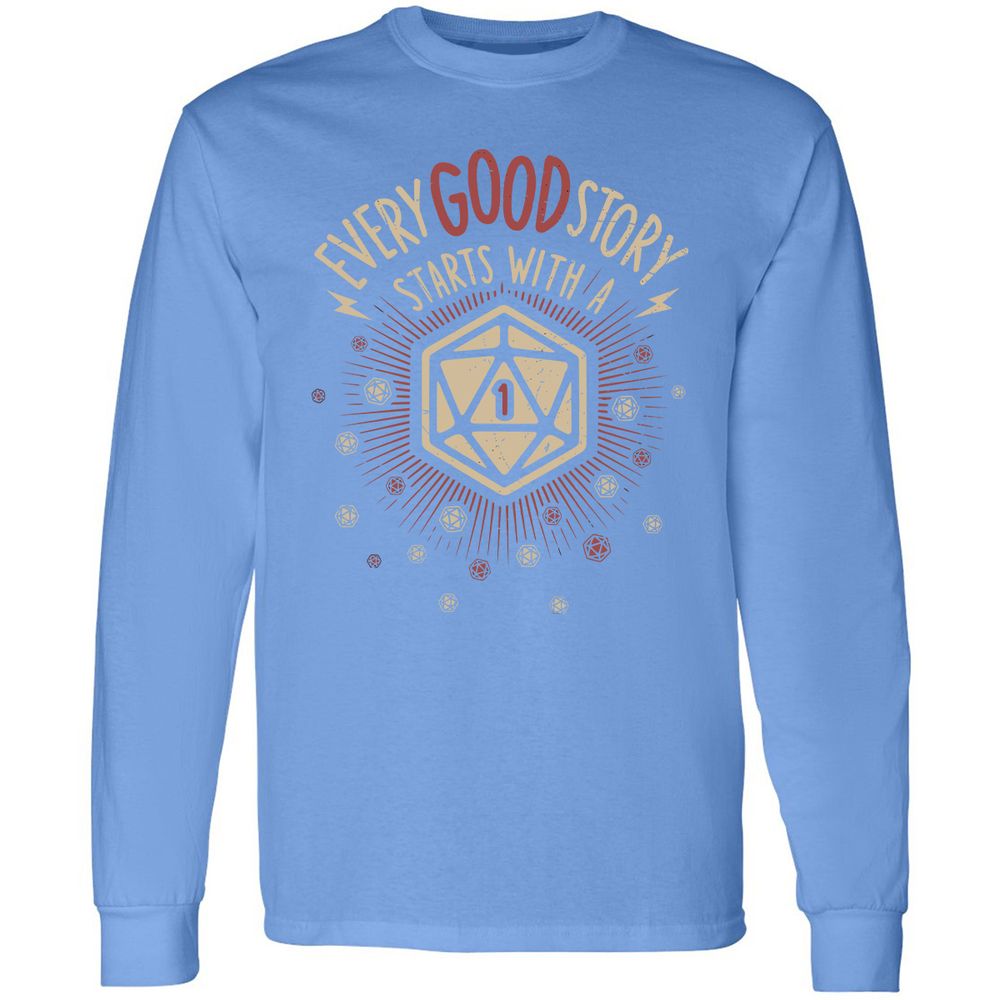 Good Story Starts With A 1 Long Sleeve T-Shirt - Carolina Blue - 12