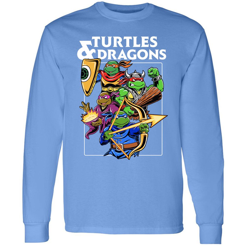 Turtles & Dragons Long Sleeve T-Shirt - Carolina Blue - 12
