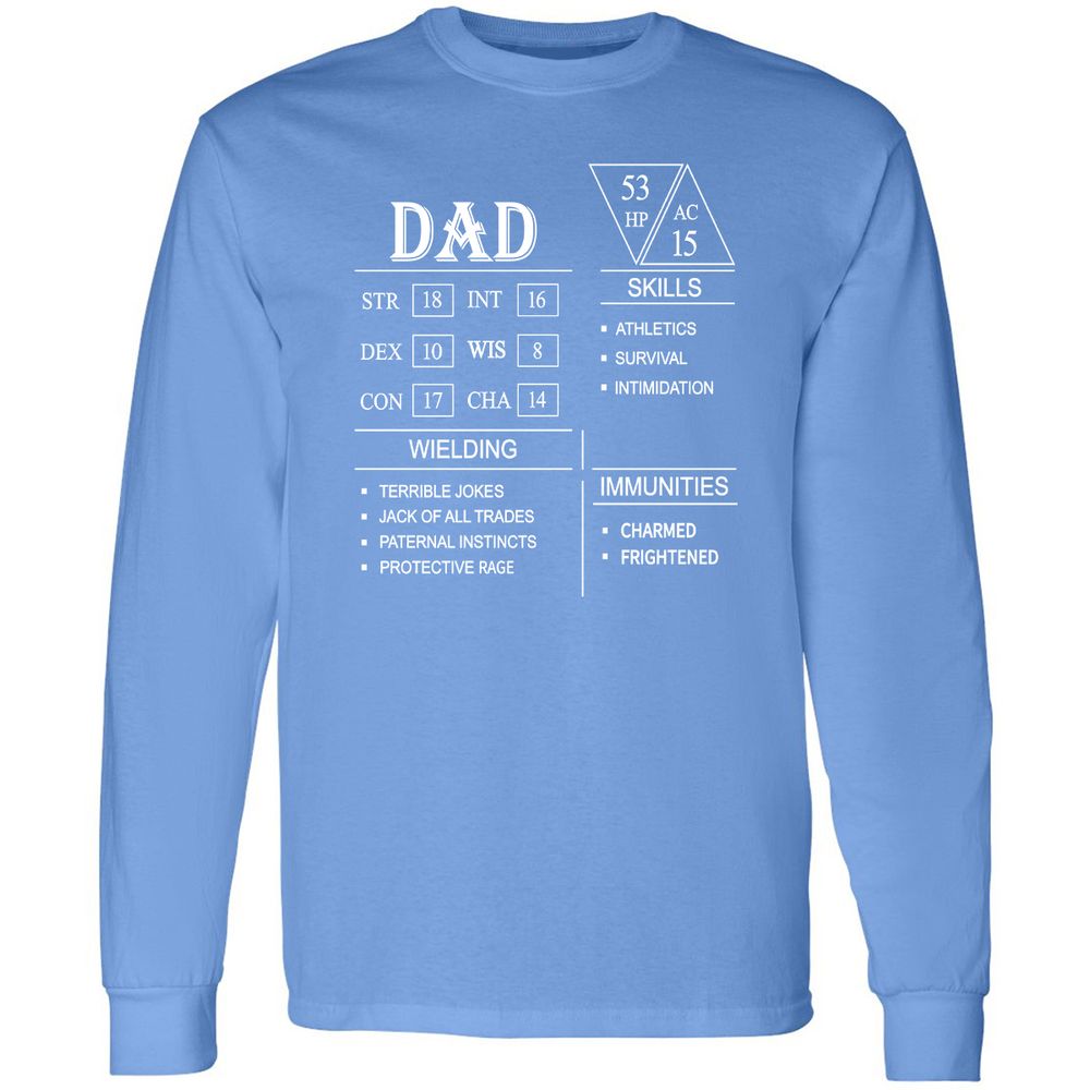 Dad Stat Block Long Sleeve T-Shirt - Carolina Blue - 12