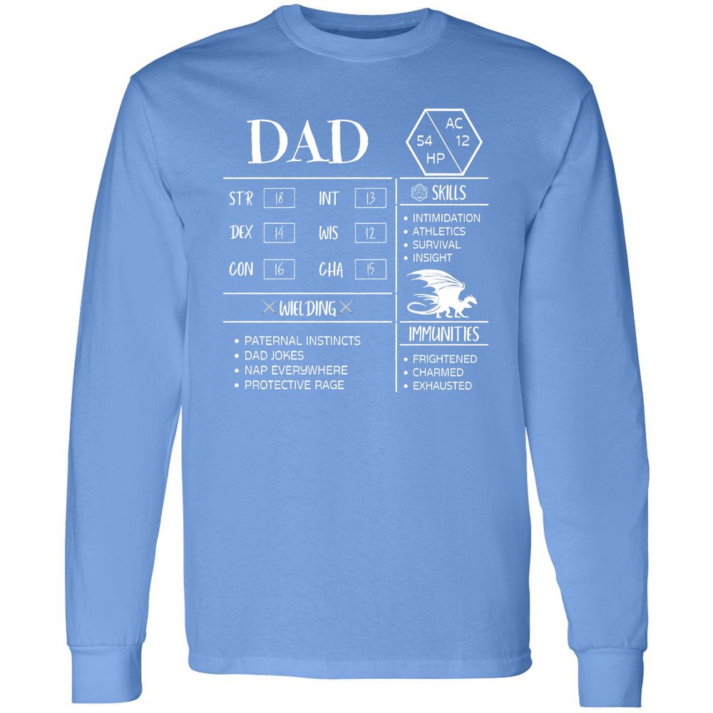 Dad Stats 2 Long Sleeve T-Shirt - Carolina Blue - 12