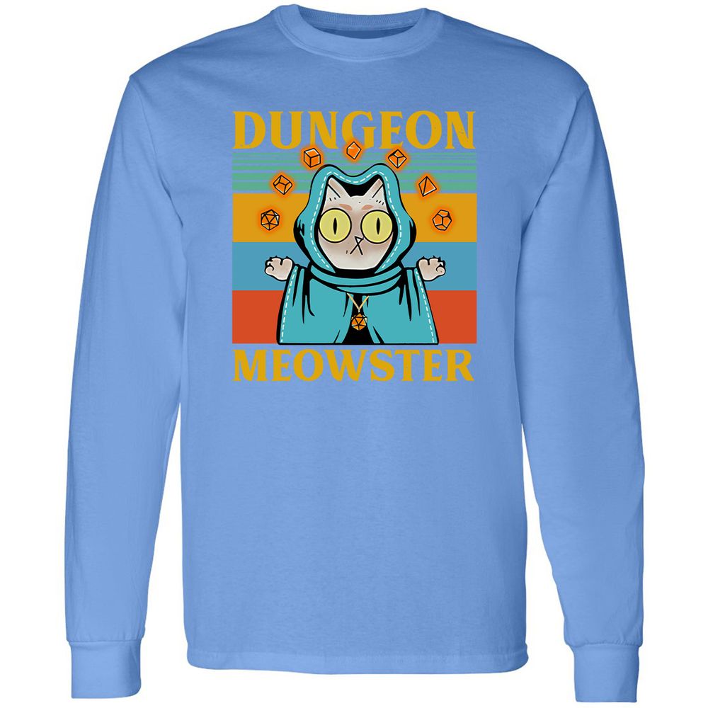 Dungeon Meowster Long Sleeve T-Shirt - Carolina Blue - 12