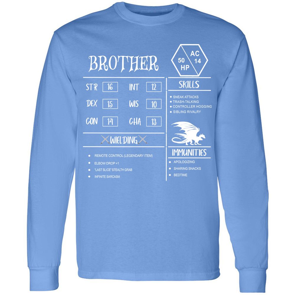 Brother Stats Long Sleeve T-Shirt - Carolina Blue - 12