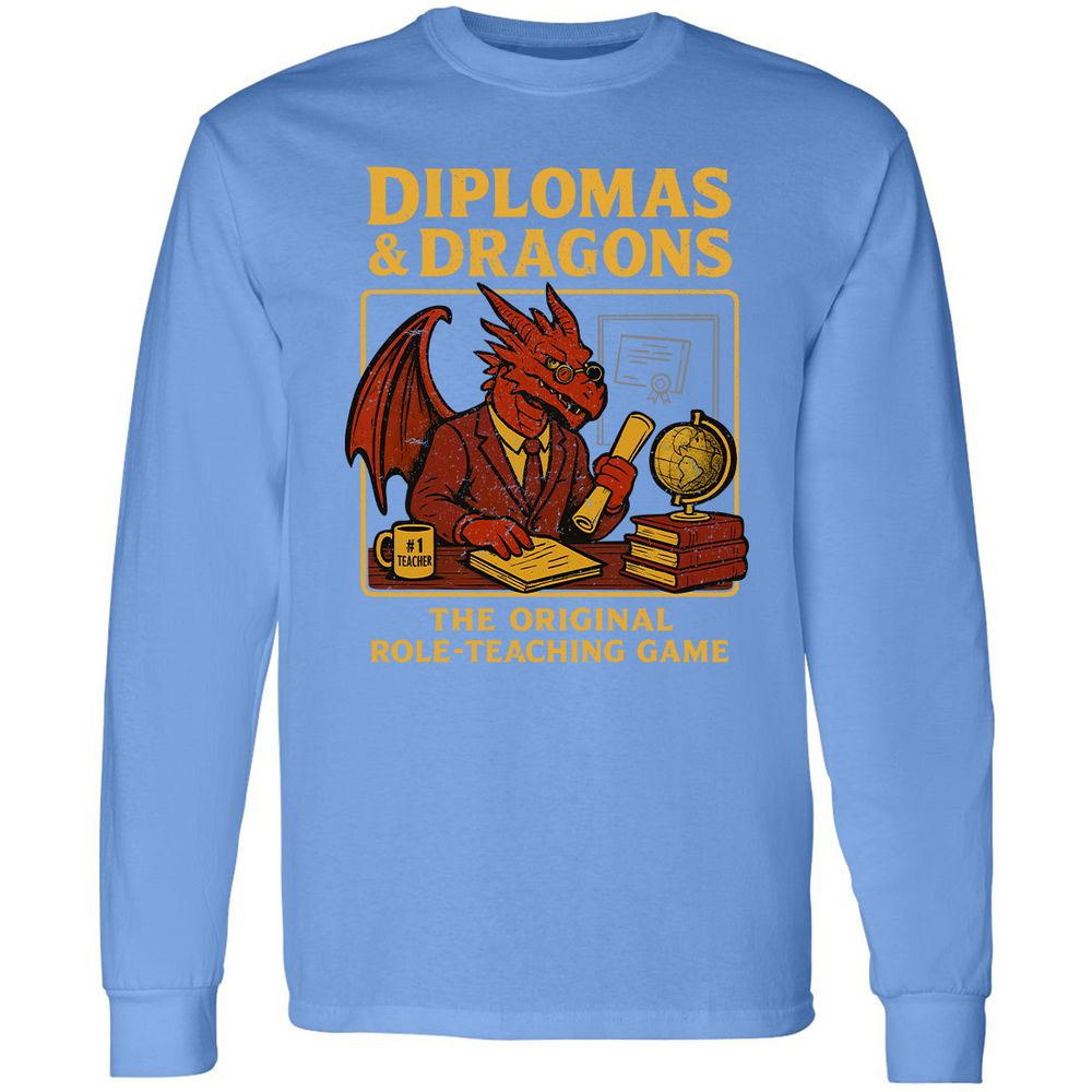 Diplomas & Dragons Long Sleeve T-Shirt - Carolina Blue - 12