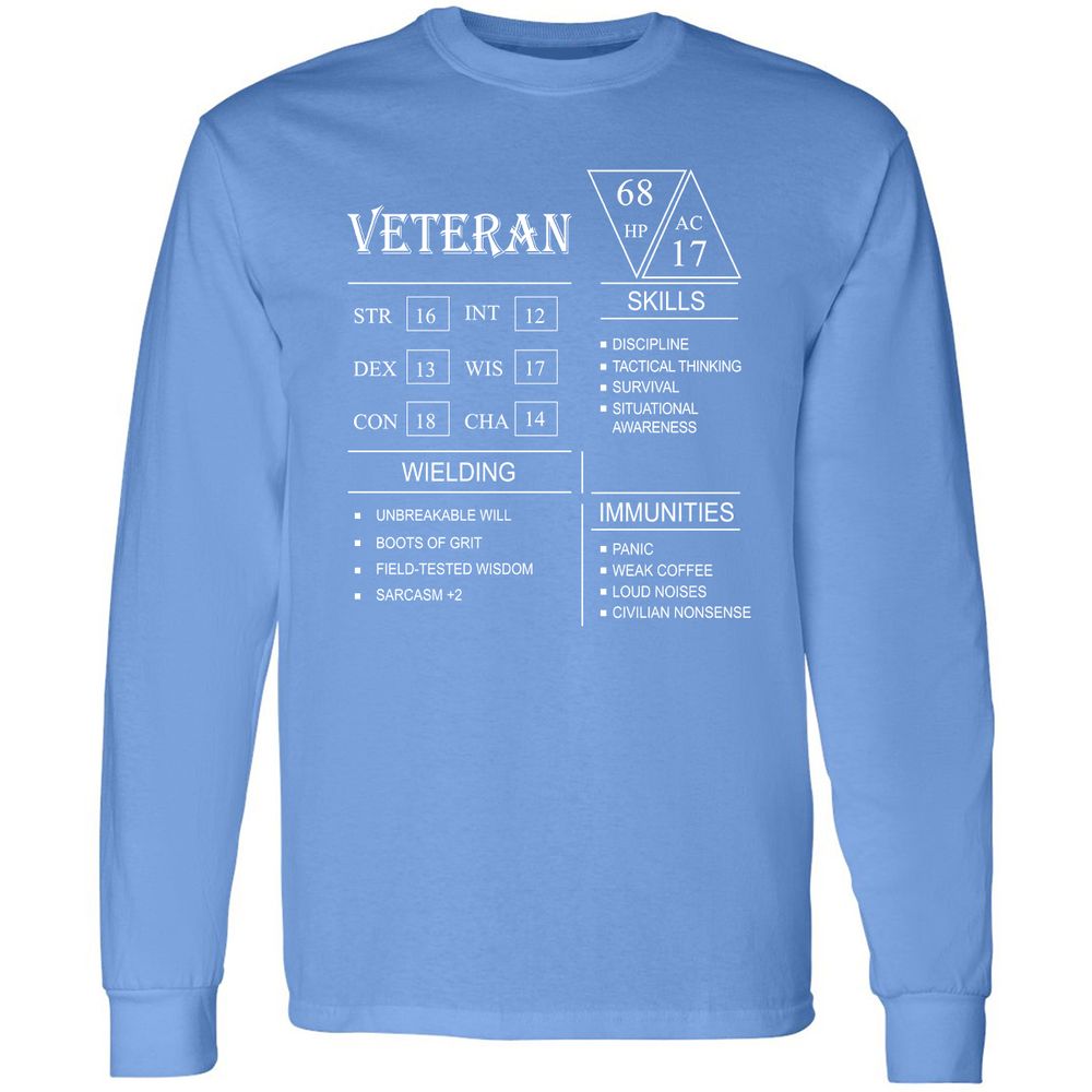 Veteran New Long Sleeve T-Shirt - Carolina Blue - 12