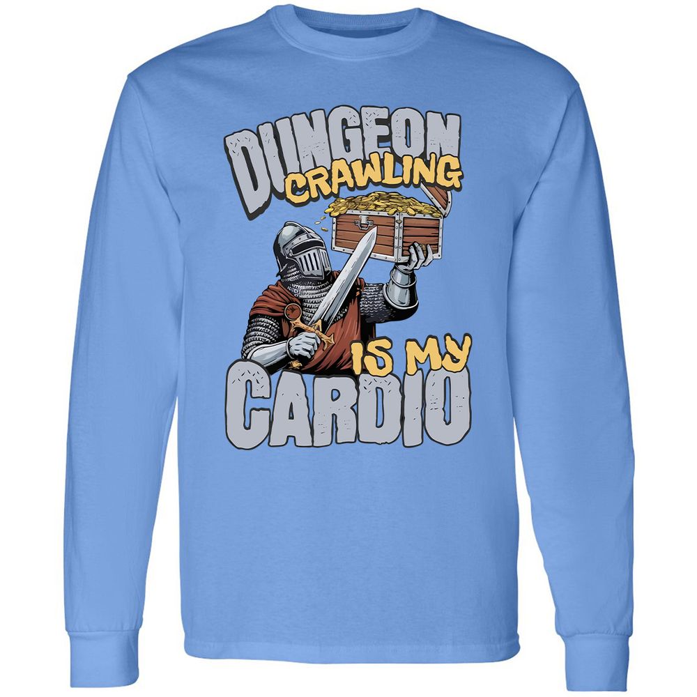 Dungeon Crawling Is My Cardio Long Sleeve T-Shirt - Carolina Blue - 12