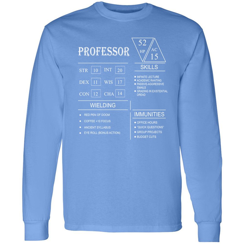 Professor New Long Sleeve T-Shirt - Carolina Blue - 12