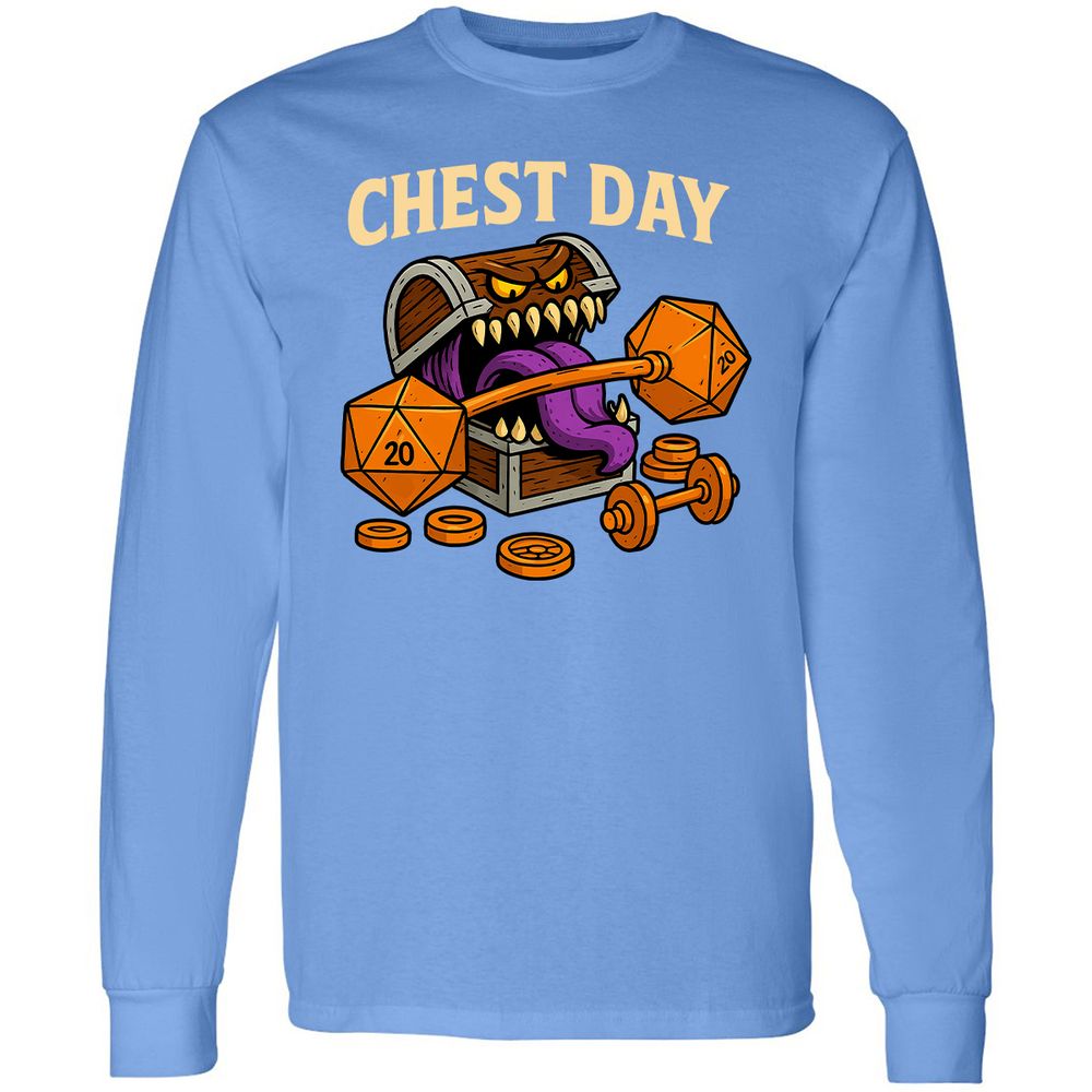 Chest Day Long Sleeve T-Shirt - Carolina Blue - 12