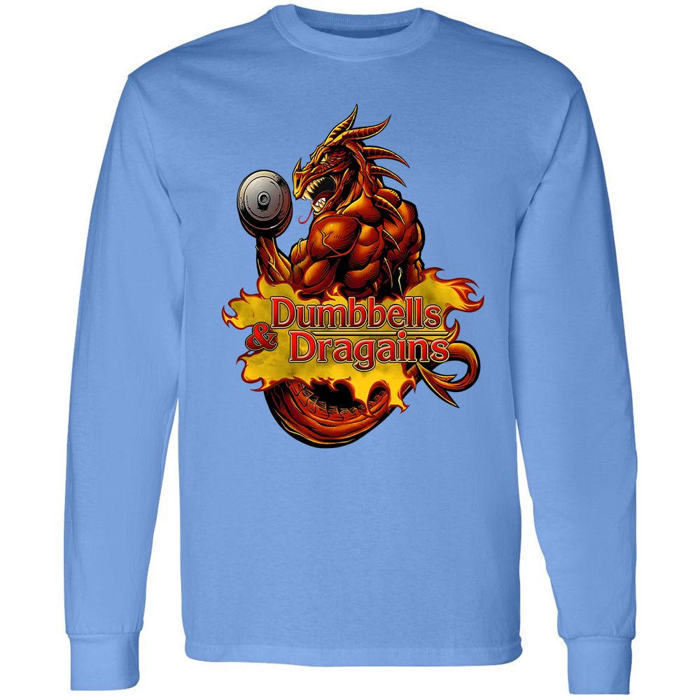 Dumbbells & Dragains Long Sleeve T-Shirt - Carolina Blue - 12