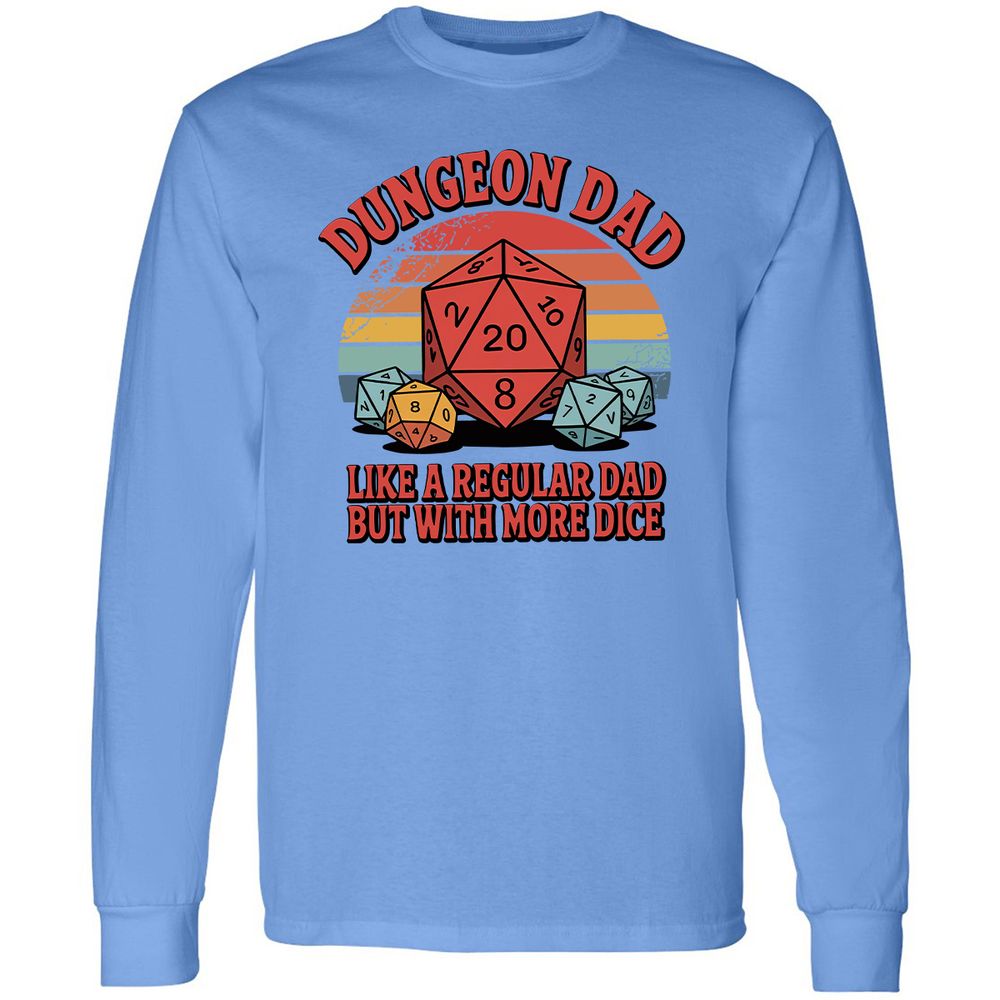 Dungeon Dad With More Dice Long Sleeve T-Shirt - Carolina Blue - 12