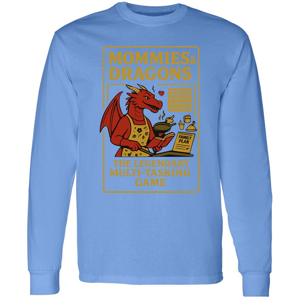Mommies & Dragons Long Sleeve T-Shirt - Carolina Blue - 12