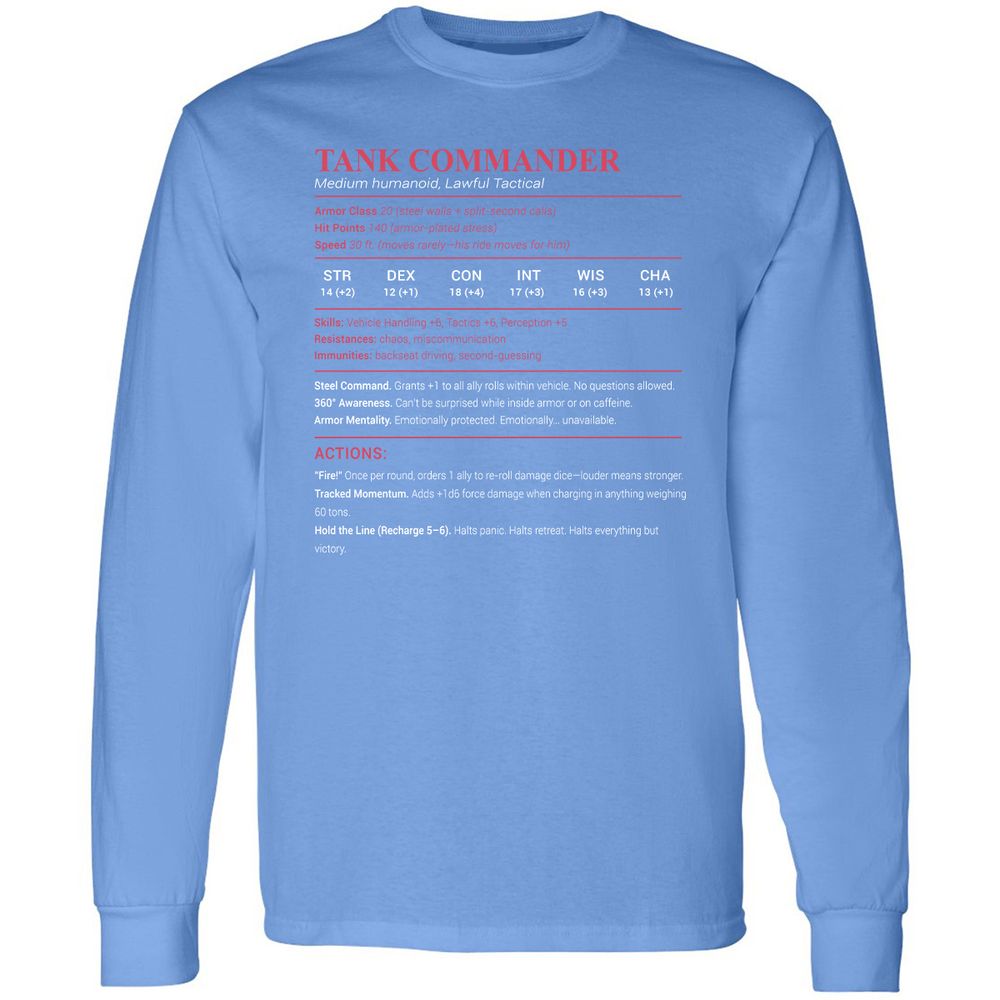 Tank Commander Long Sleeve T-Shirt - Carolina Blue - 12