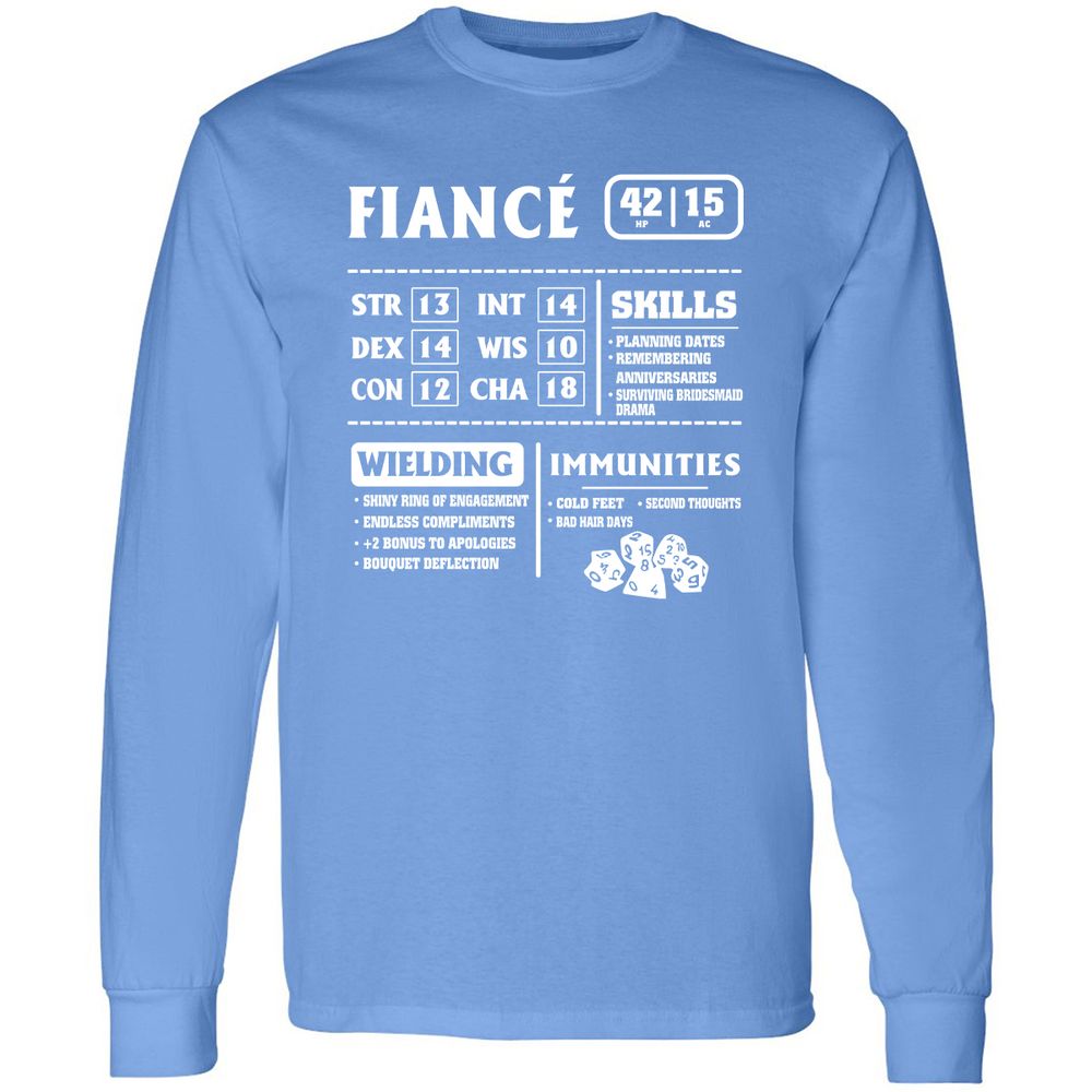 Fiance Stats Long Sleeve T-Shirt - Carolina Blue - 12