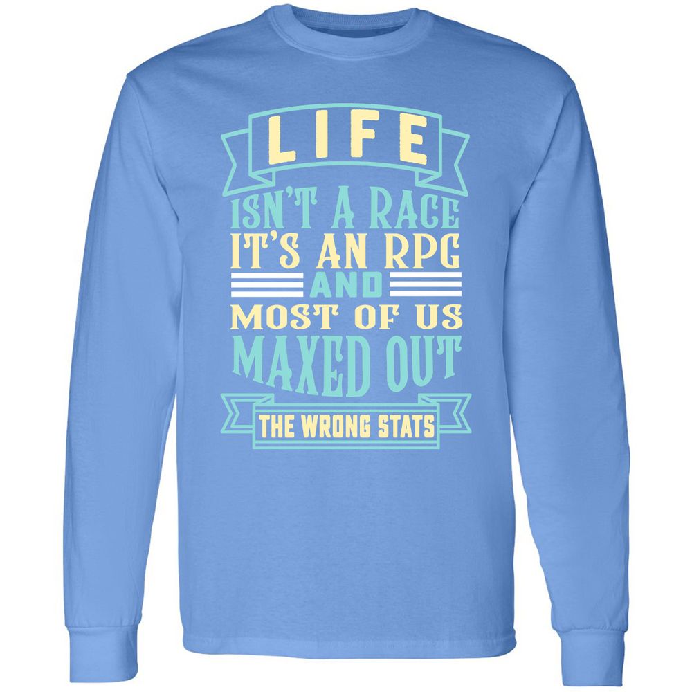Life Is A RPG Long Sleeve T-Shirt - Carolina Blue - 12