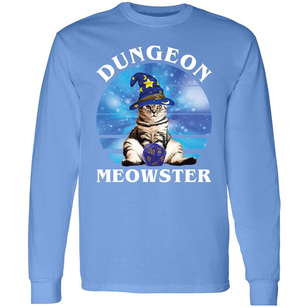 Dungeon Meowster Vintage Long Sleeve T-Shirt - Carolina Blue - 12