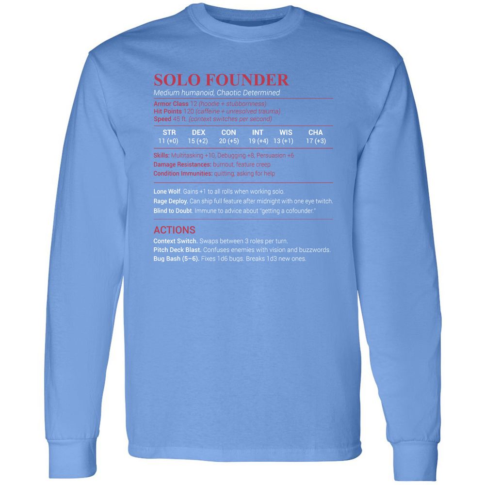 Solo Founder Long Sleeve T-Shirt - Carolina Blue - 12