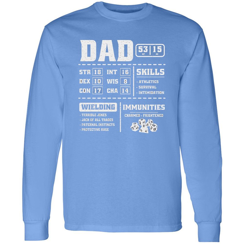 Dad Stat Block 2 Long Sleeve T-Shirt - Carolina Blue - 12