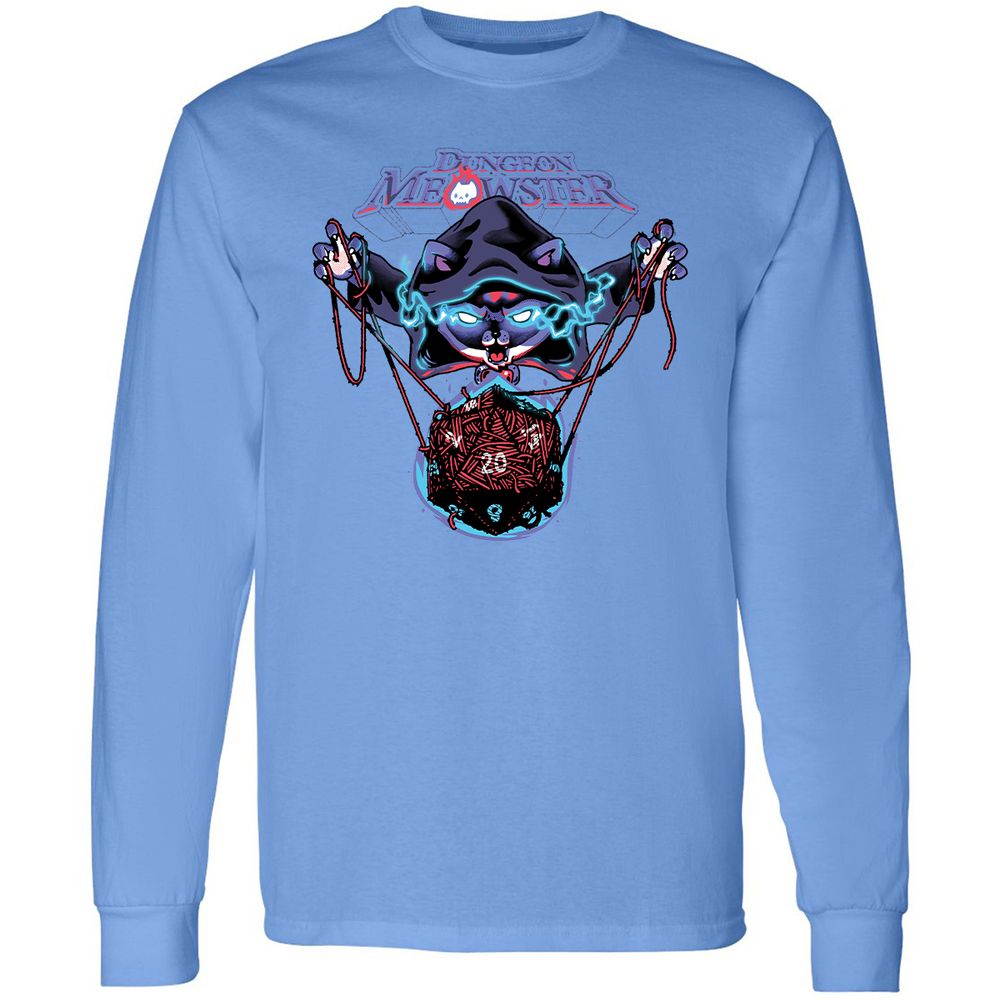 Dungeon Meowster Long Sleeve T-Shirt - Carolina Blue - 12