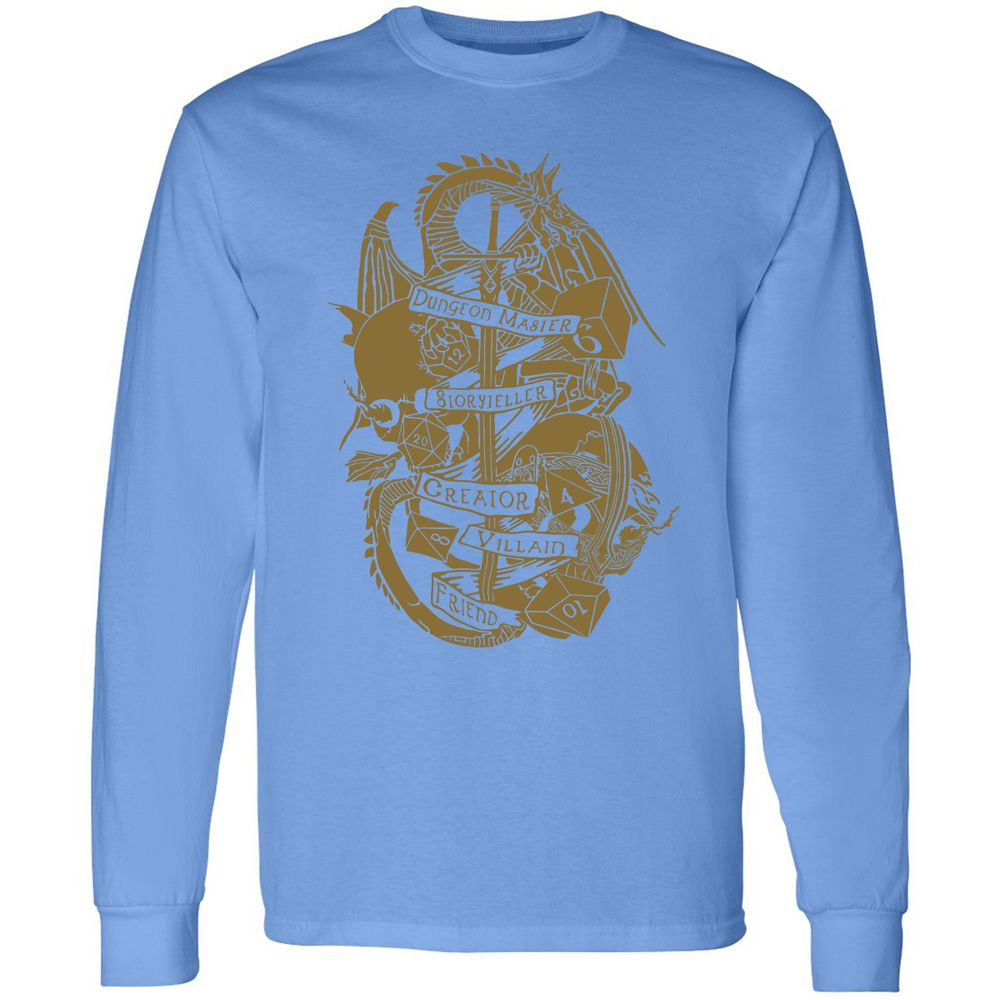 Dungeon Master Dragon Long Sleeve T-Shirt - Carolina Blue - 12
