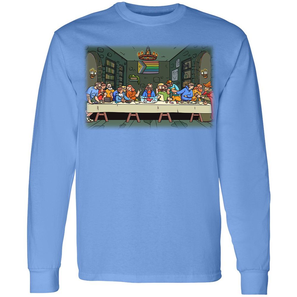 DnD Characters Pride Themed The Last Supper Shirt Long Sleeve T-Shirt - Carolina Blue - 12