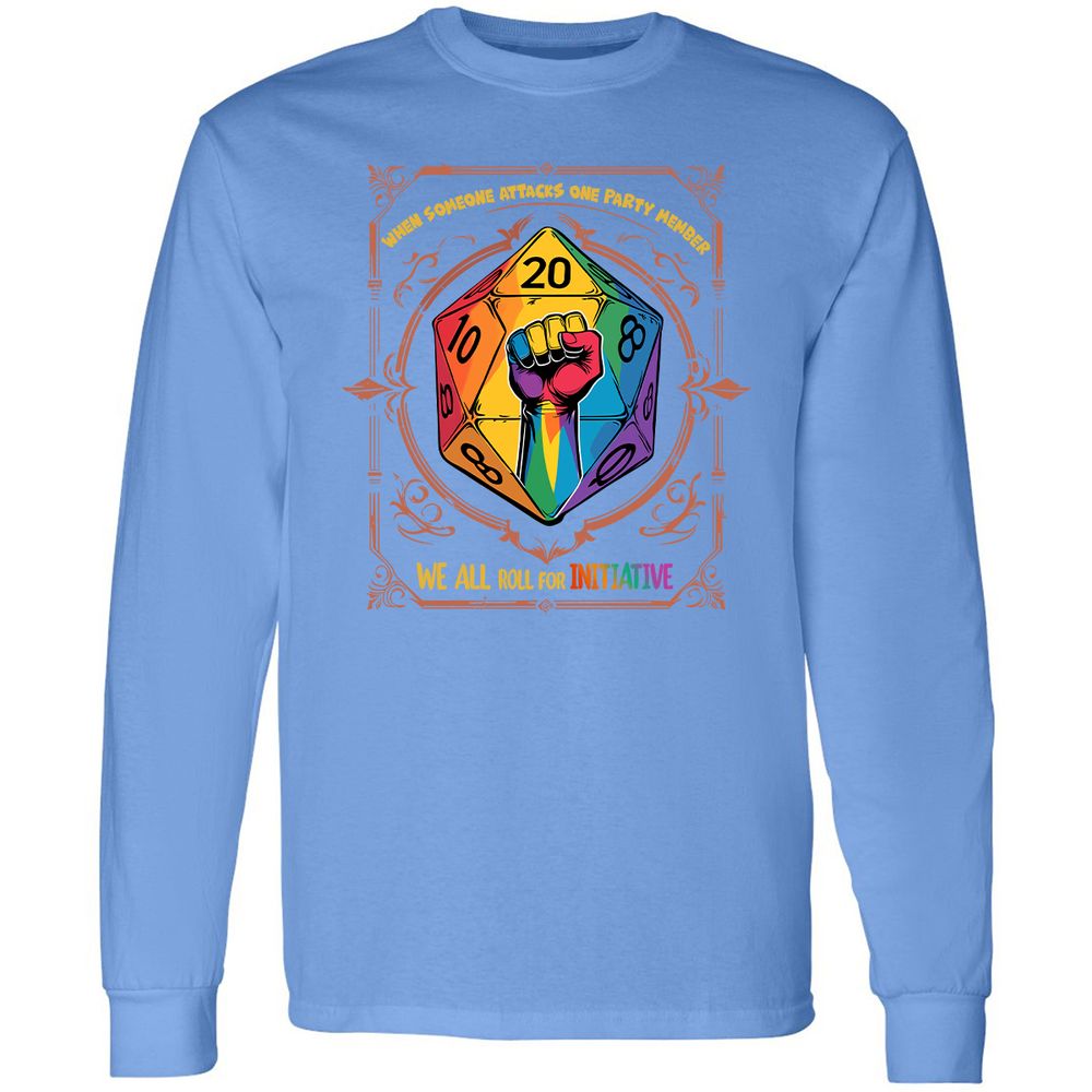 Roll For Initiative Long Sleeve T-Shirt - Carolina Blue - 12