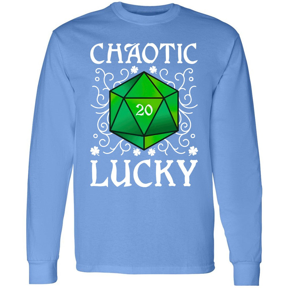 Chaotic Lucky D20 Dice Long Sleeve T-Shirt - Carolina Blue - 12