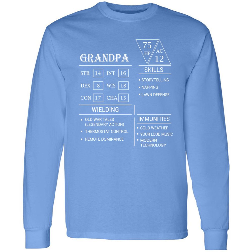 Grandpa Stats Long Sleeve T-Shirt - Carolina Blue - 12