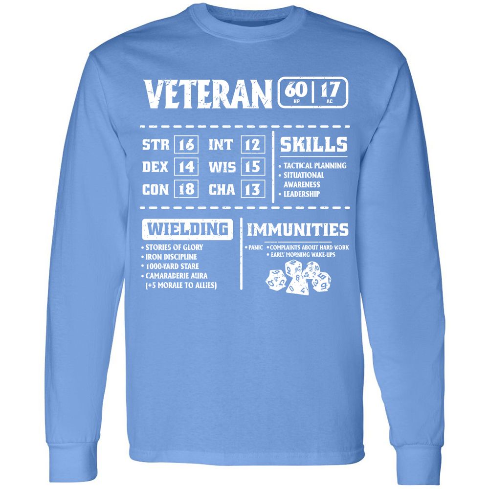 Veteran New Ver. Long Sleeve T-Shirt - Carolina Blue - 12