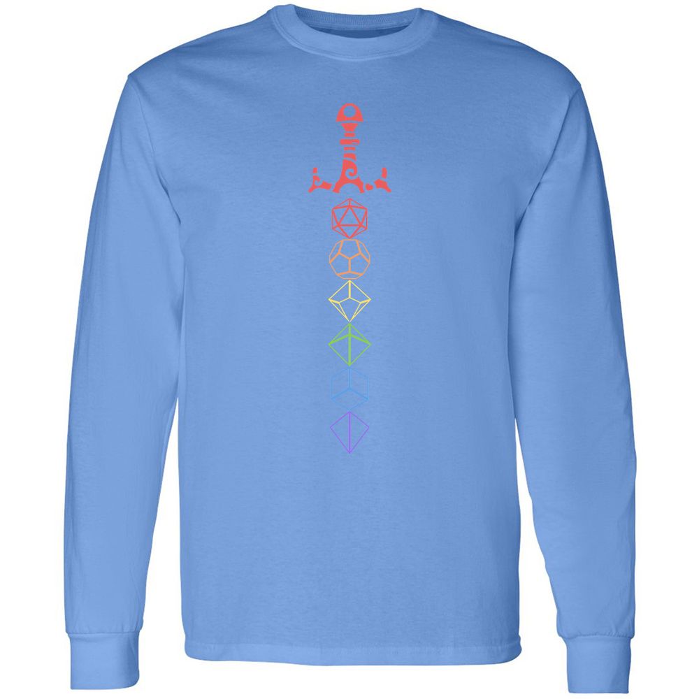Rainbow Dice Sword LGBT Long Sleeve T-Shirt - Carolina Blue - 12