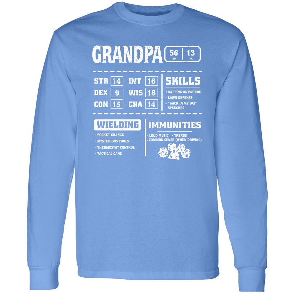 Grandpa Stats 2 Long Sleeve T-Shirt - Carolina Blue - 12
