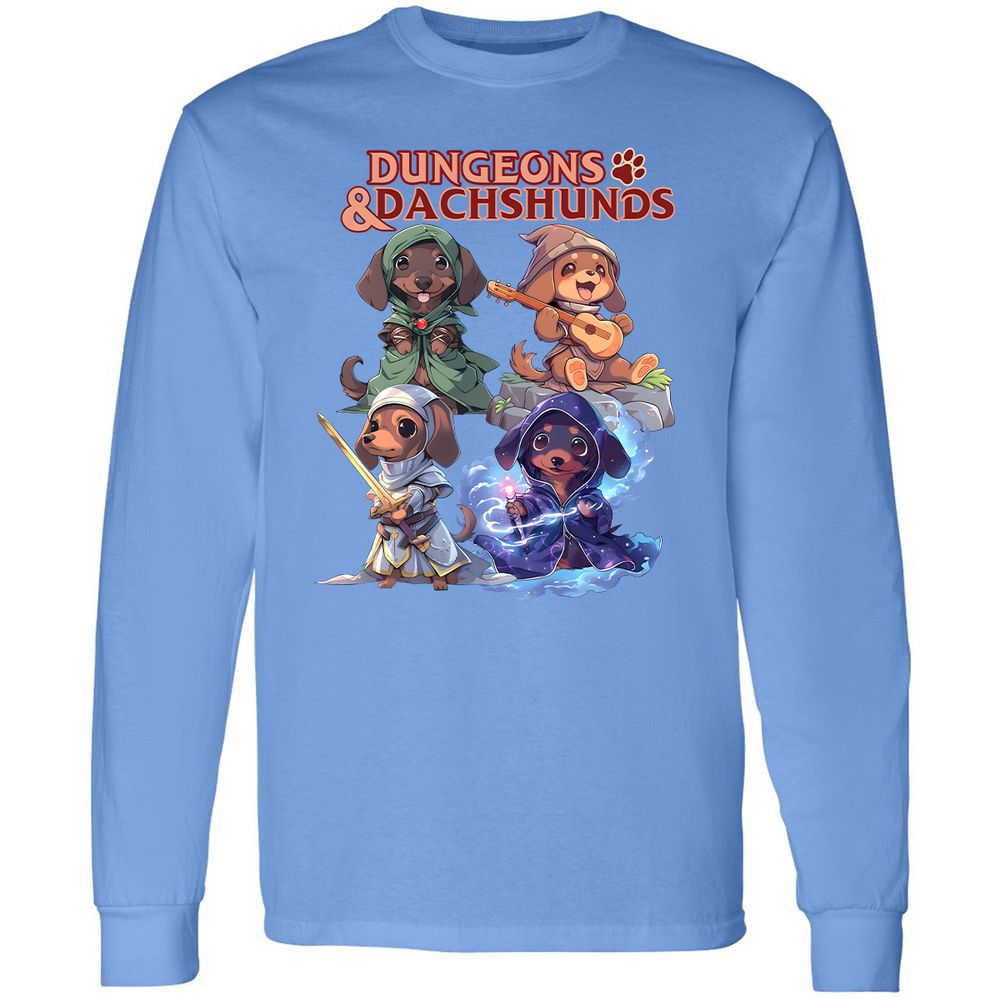 Dungeons & Dachshunds Long Sleeve T-Shirt - Carolina Blue - 12