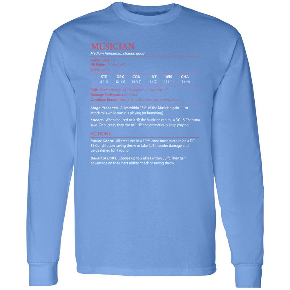 Musician Stats - Carolina Blue - 12