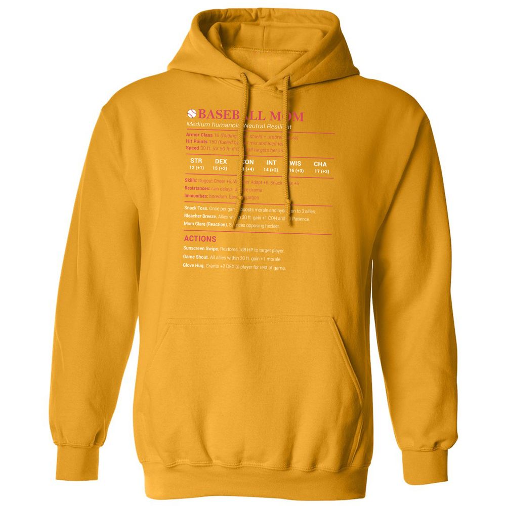 Baseball Mom Classic Unisex Hoodie - Gold - 12