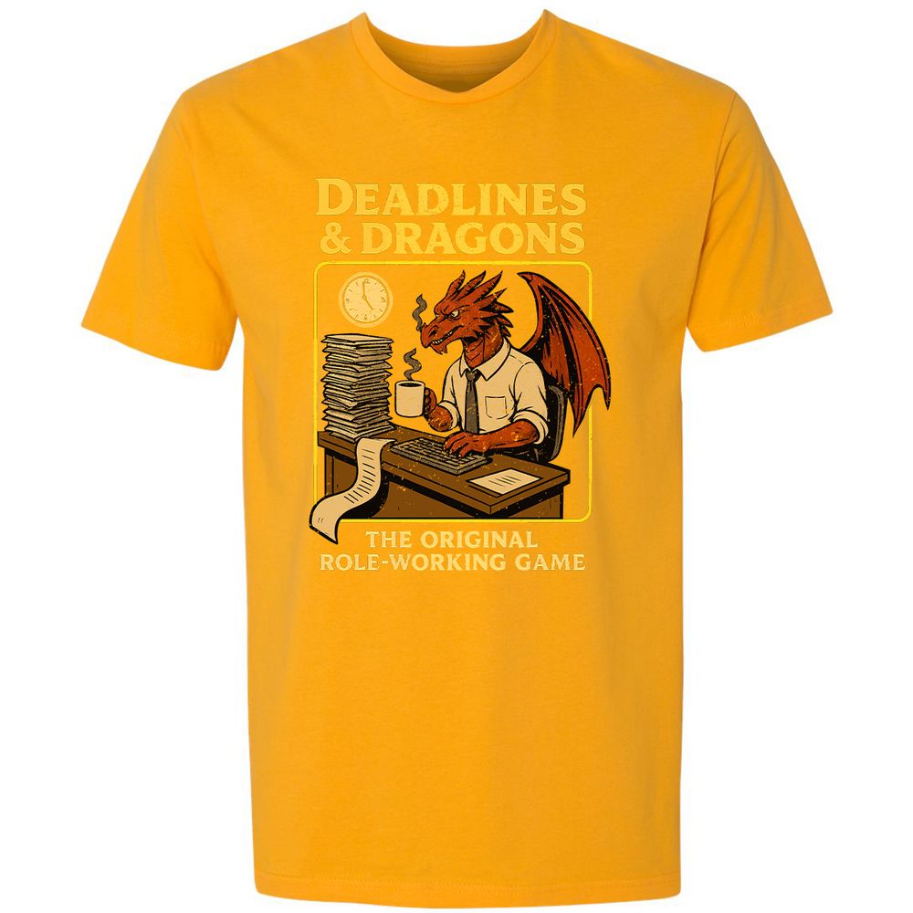 Deadlines & Dragons (Office Staff) Premium Unisex T-Shirt - Gold - 12