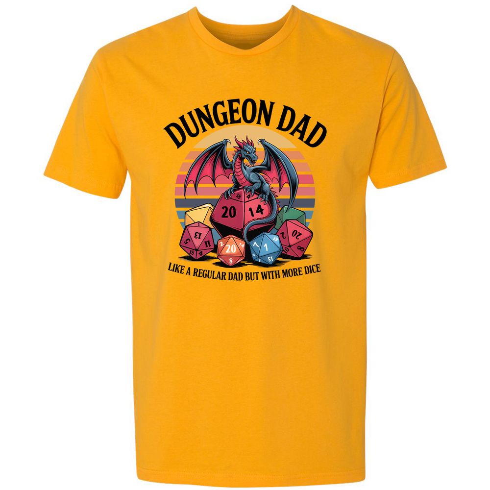 Dungeon Dad With More Dice Premium Unisex T-Shirt - Gold - 12
