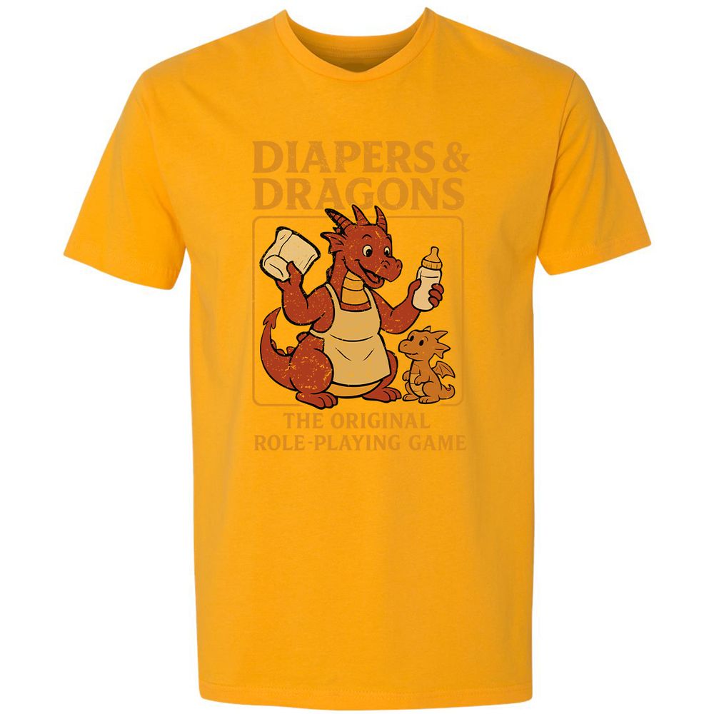 Diapers & Dragons Premium Unisex T-Shirt - Gold - 12