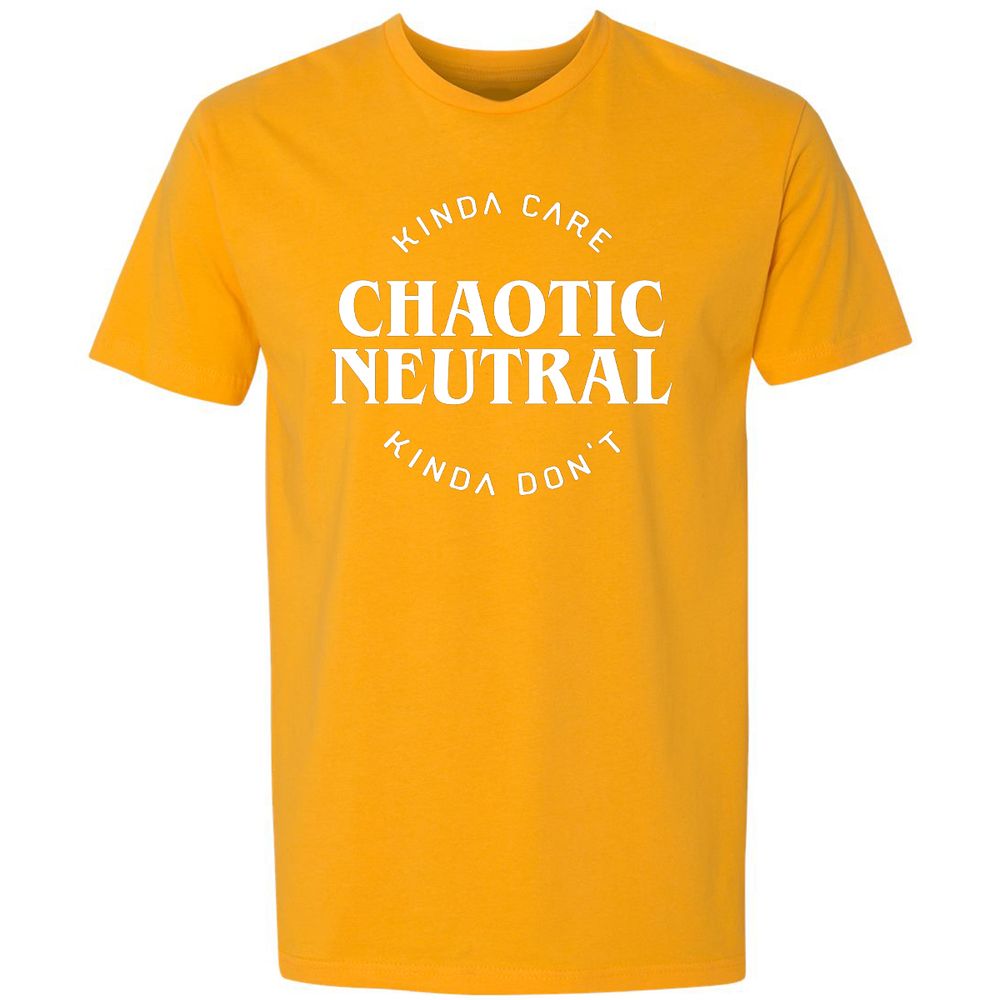 Chaotic Neutral Alignment Kinda Care Kinda Don't Premium Unisex T-Shirt - Gold - 12