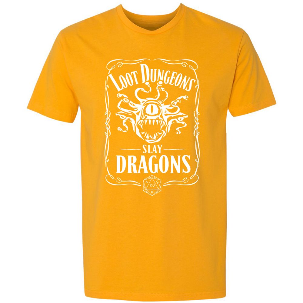 Loot Dungeon Slay Dragons Premium Unisex T-Shirt - Gold - 12
