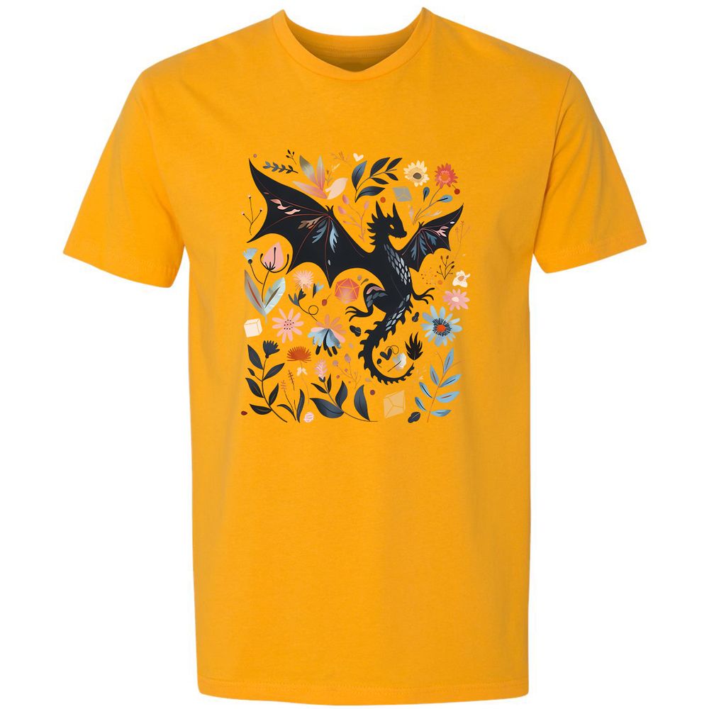 Floral DnD Dragon - Gold - 12