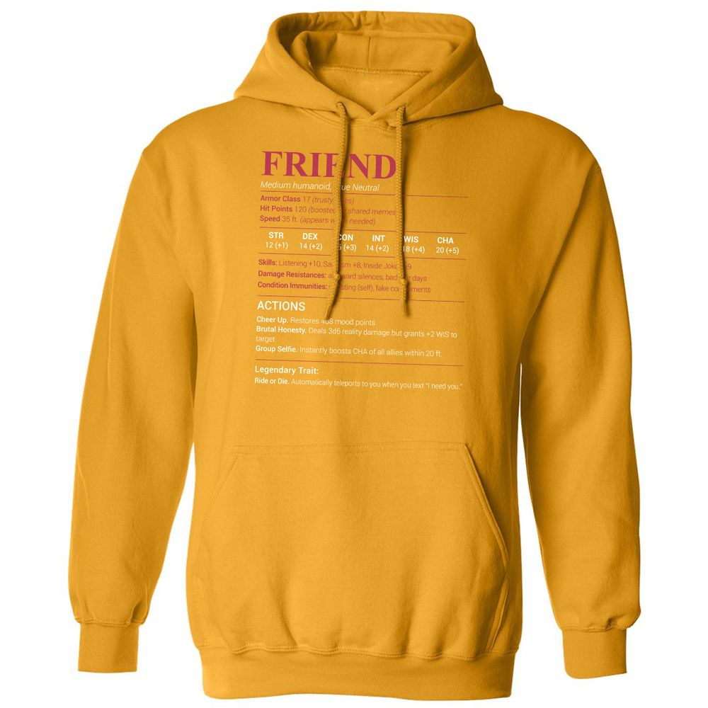 Friend Stats Classic Unisex Hoodie - Gold - 12