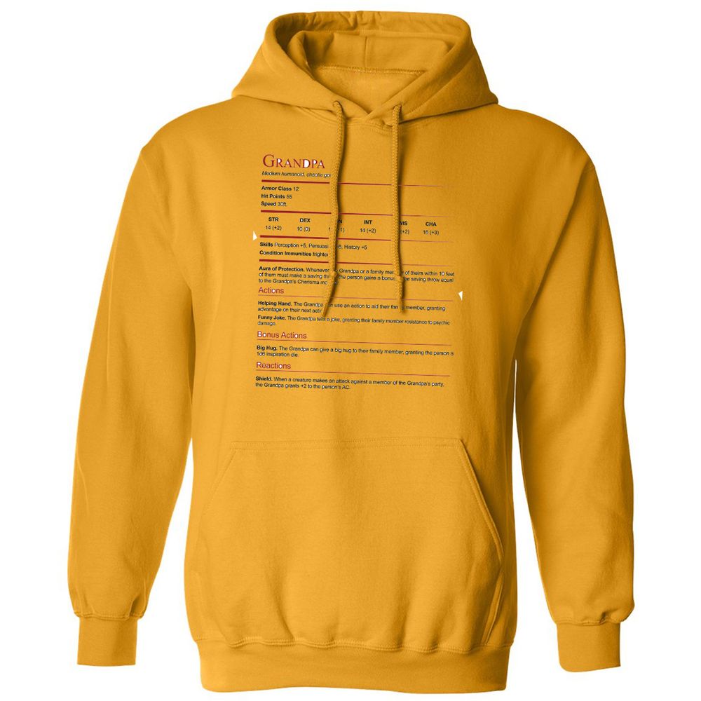 Grandpa Stat Block Classic Unisex Hoodie - Gold - 12