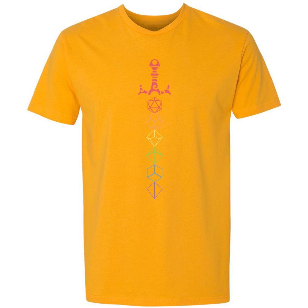 Rainbow Dice Sword LGBT Premium Unisex T-Shirt - Gold - 12