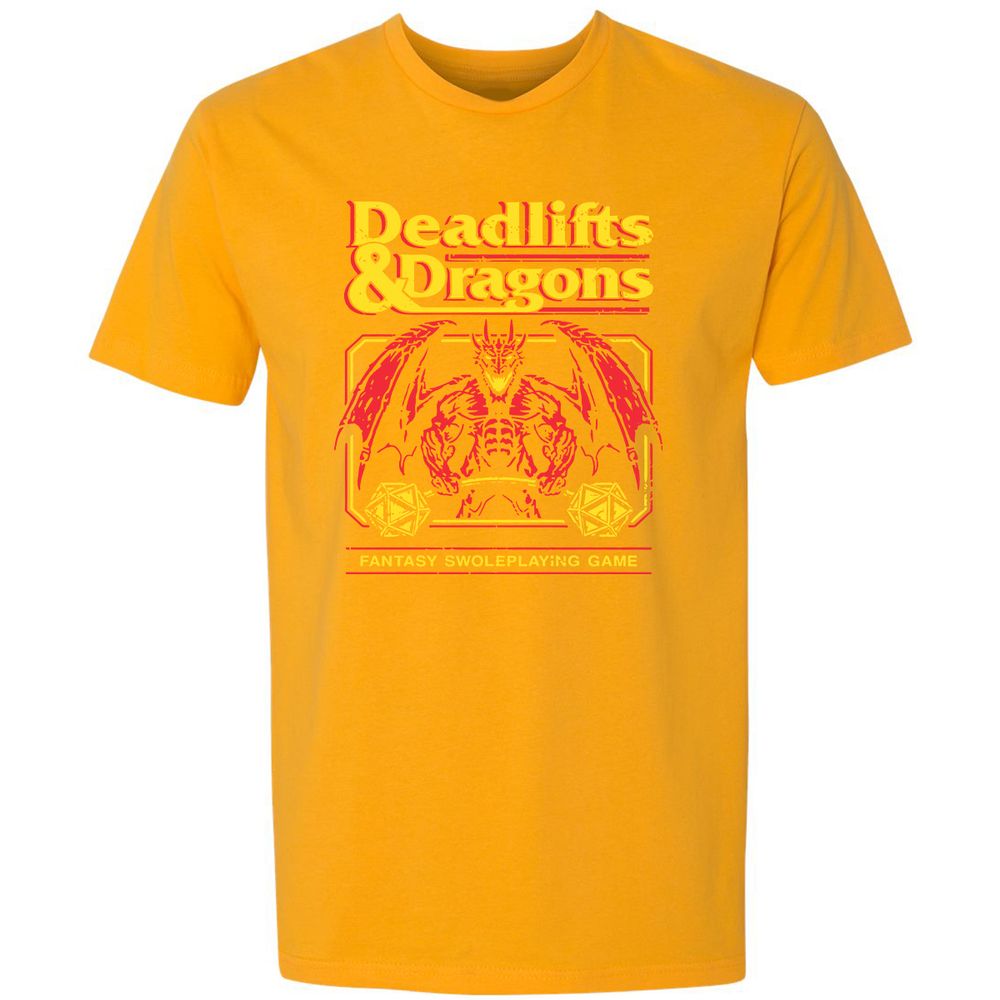 Deadlifts And Dragons Premium Unisex T-Shirt - Gold - 12