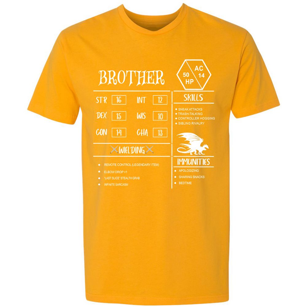 Brother Stats Premium Unisex T-Shirt - Gold - 12