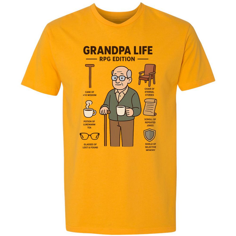 Grandpa Life RPG Edition Premium Unisex T-Shirt - Gold - 12