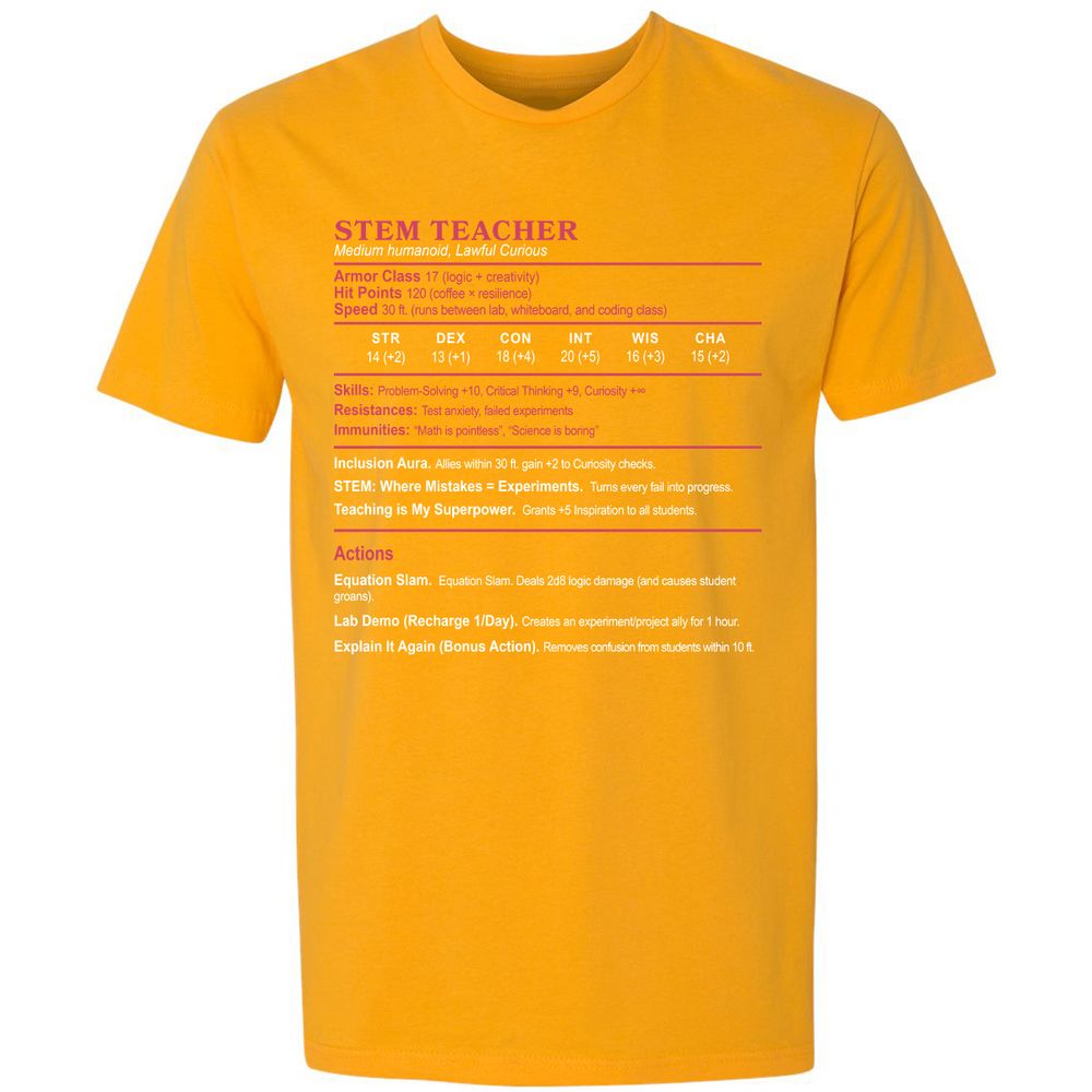 STEM TEACHER Premium Unisex T-Shirt - Gold - 12