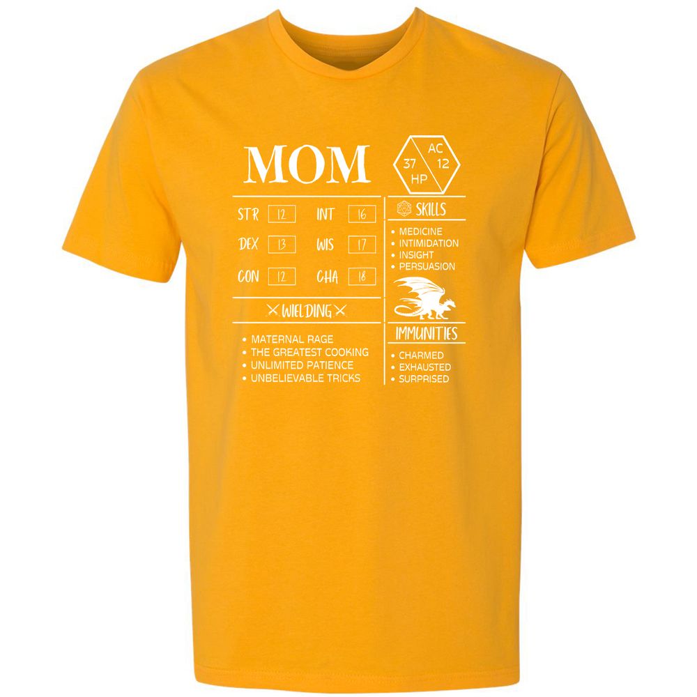 Mom Stats 2 Premium Unisex T-Shirt - Gold - 12