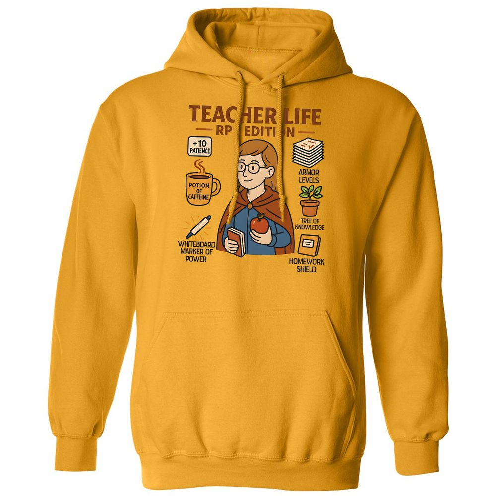 Teacher Life RPG Edition Classic Unisex Hoodie - Gold - 12