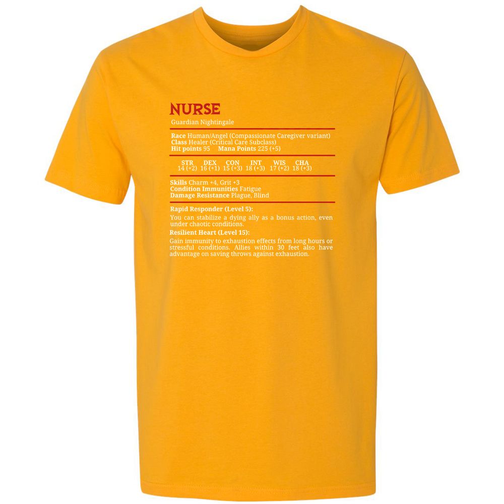 Nurse Stats Premium Unisex T-Shirt - Gold - 12
