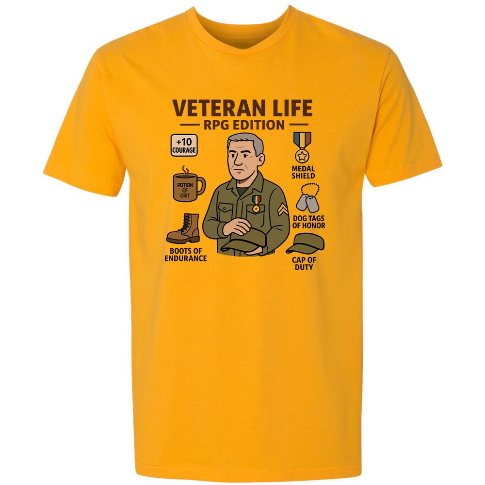 Veteran Life RPG Edition Premium Unisex T-Shirt - Gold - 12